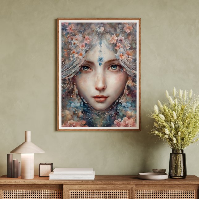 Póster Hermosa chica jazmín flor (Beautiful Jasmine Flower Girl Poster)