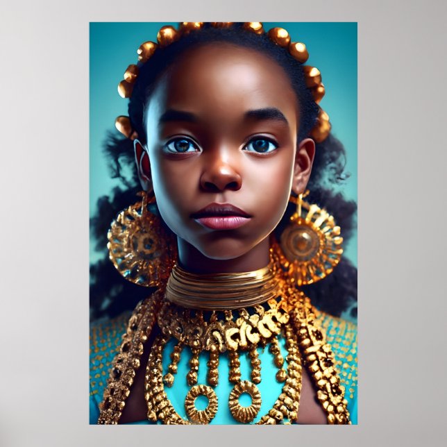 Póster Hermosa chica negra Le encantan los pendientes, la (Frente)