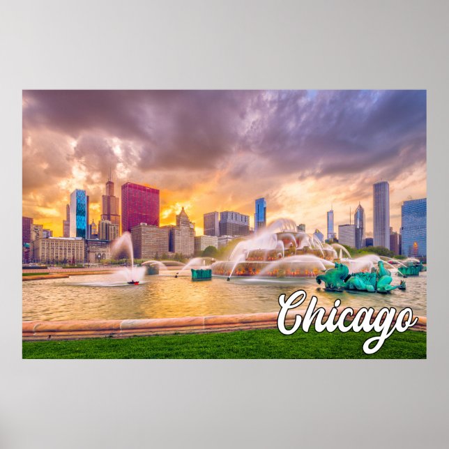 Póster Hermosa Chicago, Illinois, Estados Unidos (Frente)