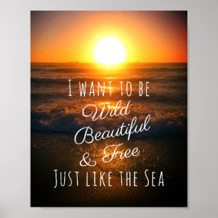 Póster Hermosa cita de fotos de playas salvajes y gratuit
