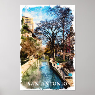 Póster Hermosa ciudad de San Antonio Texas