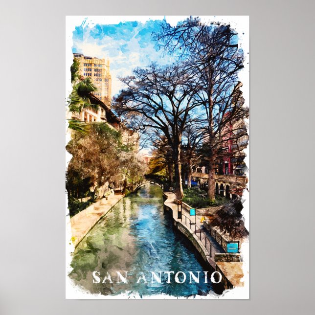 Póster Hermosa ciudad de San Antonio Texas (Frente)