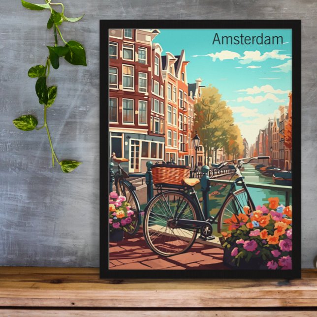 Póster Hermosa ciudad del Canal de Amsterdam Países Bajos (Beautiful Amsterdam Netherlands Canal City Poster
)