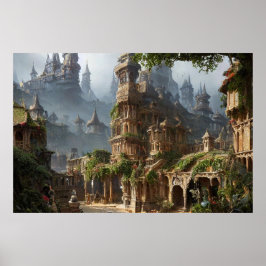 Póster Hermosa ciudad mágica encantada