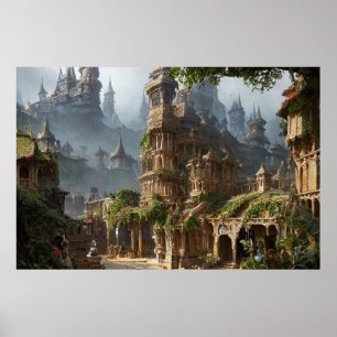 Póster Hermosa ciudad mágica encantada