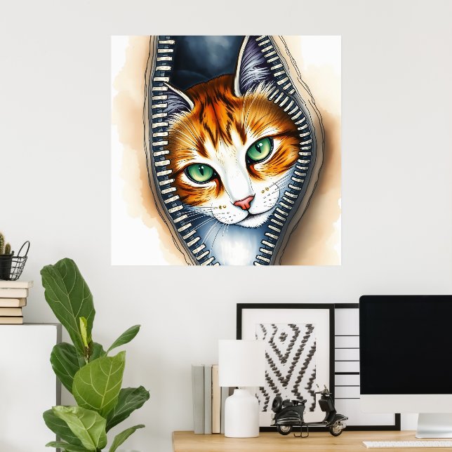 Póster Hermosa colección de gato estilo moda cute acuarel (Oficina en casa)
