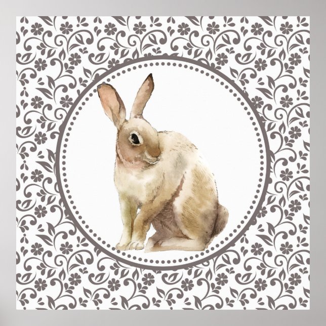 Póster Hermosa conejo de Pascua ornamental (Frente)