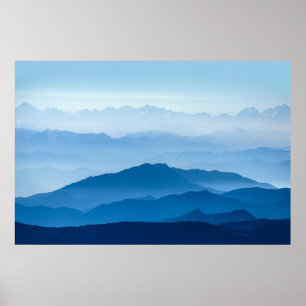 Póster Hermosa Cordillera Misty   Gradiente azul