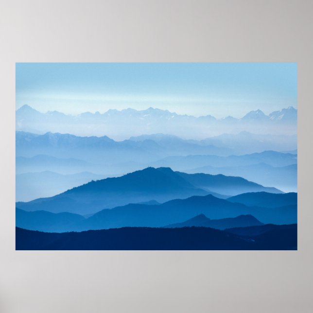 Póster Hermosa Cordillera Misty | Gradiente azul (Frente)