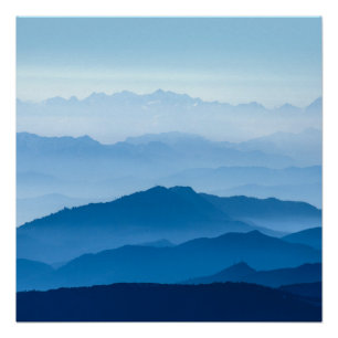 Póster Hermosa Cordillera Misty   Gradiente azul