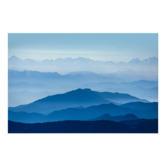 Póster Hermosa Cordillera Misty | Gradiente azul
