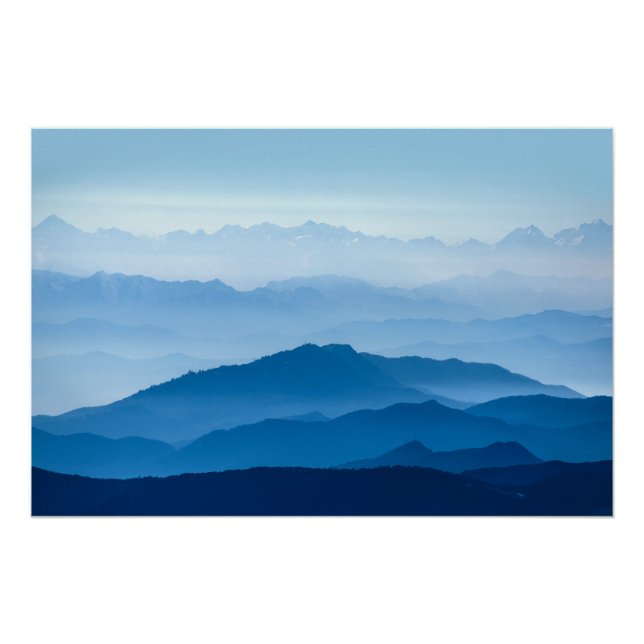 Póster Hermosa Cordillera Misty | Gradiente azul (Anverso)