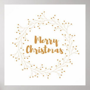 Póster Hermosa corona navideña - dorada