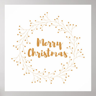 Póster Hermosa corona navideña - dorada
