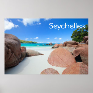 Póster Hermosa costa rocosa de Seychelles