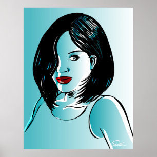 Póster Hermosa Dama Azul