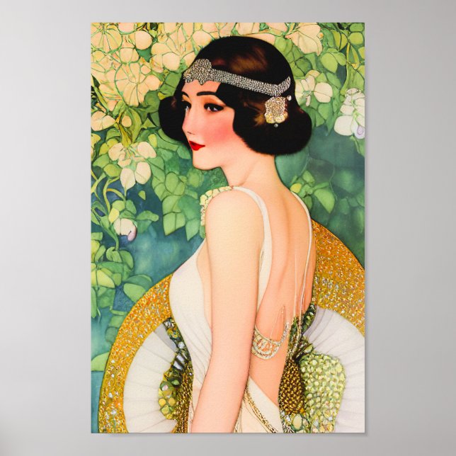 Póster Hermosa dama de estilo Art Déco de los años 20 (Frente)