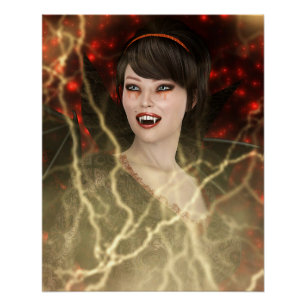 Póster Hermosa Dama Vamp Perfecto Estilo de Bruja de Hall