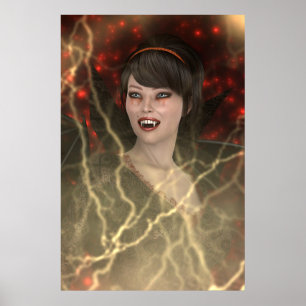Póster Hermosa Dama Vampiro Estilo de Bruja Perfecto para