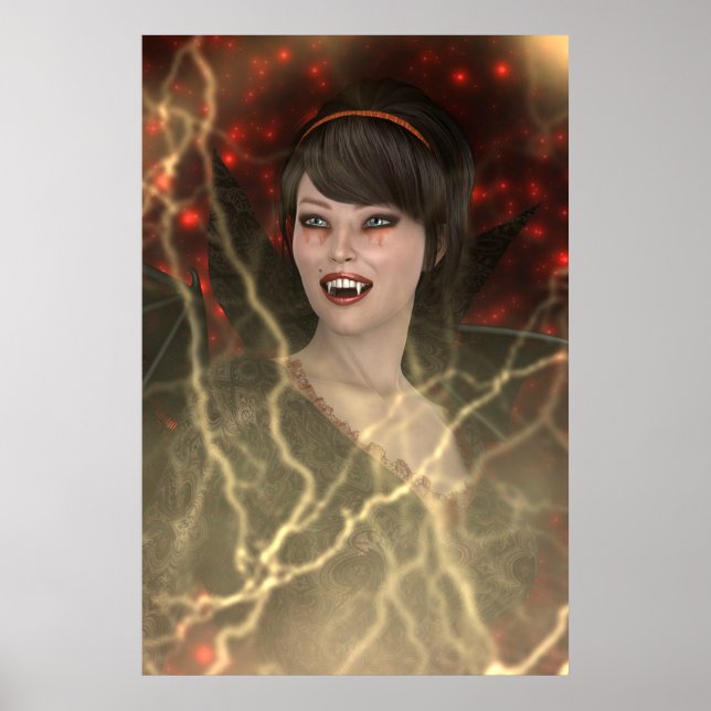 Póster Hermosa Dama Vampiro Estilo de Bruja Perfecto para (Frente)