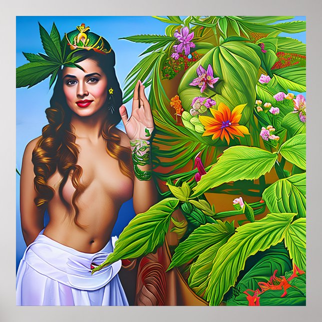 Póster Hermosa Diosa de la Semilla Cósmica del Mundo (Frente)