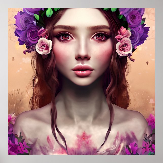 Póster Hermosa encantadora Fantasy AI Art (Frente)