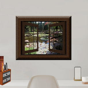 Póster Hermosa escena de ventana falsa Lily Pond