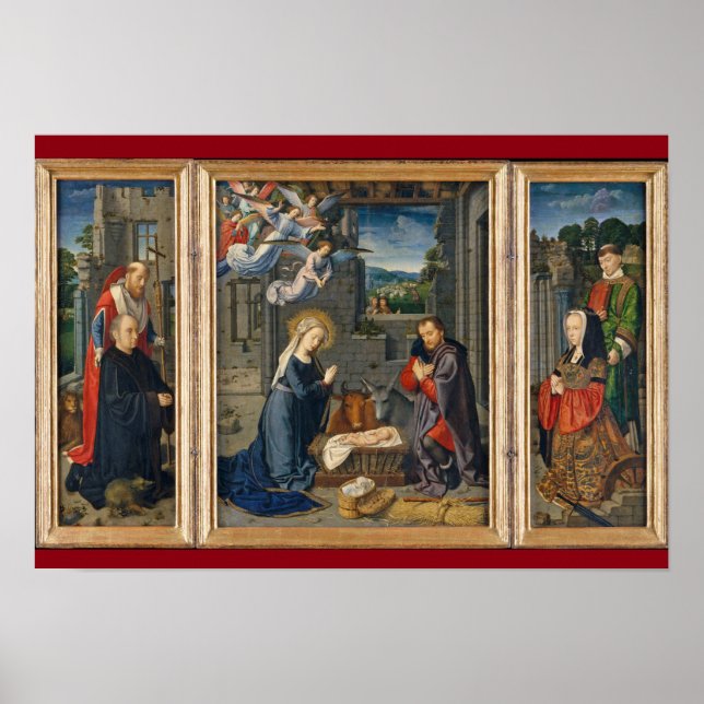 Póster Hermosa escena Natividad Navidades religiosos Jesú (Frente)