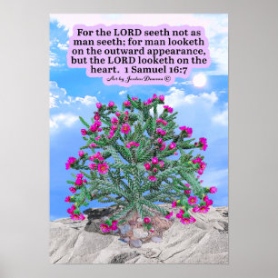 Póster Hermosa Escritura de Cactus de Cholla 1 Samuel 16: