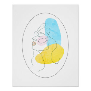 Póster Hermosa estatua de Lady Azul Amarillo