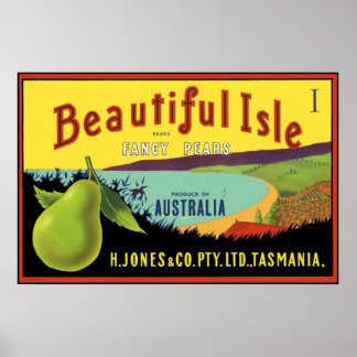 Póster Hermosa Etiqueta De La Isle Australian Pear