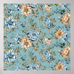 Póster Hermosa flor botánica acuarela sin mar