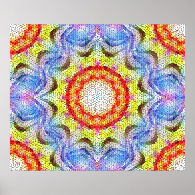 Póster Hermosa flor de sol mosaico brillante (Frente)