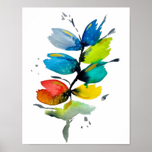 Póster Hermosa flor floral floral de acuarela