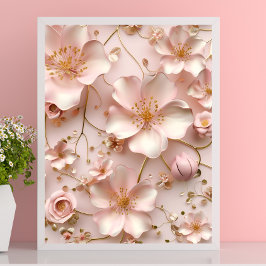 Póster Hermosa flor pastel rosa suave