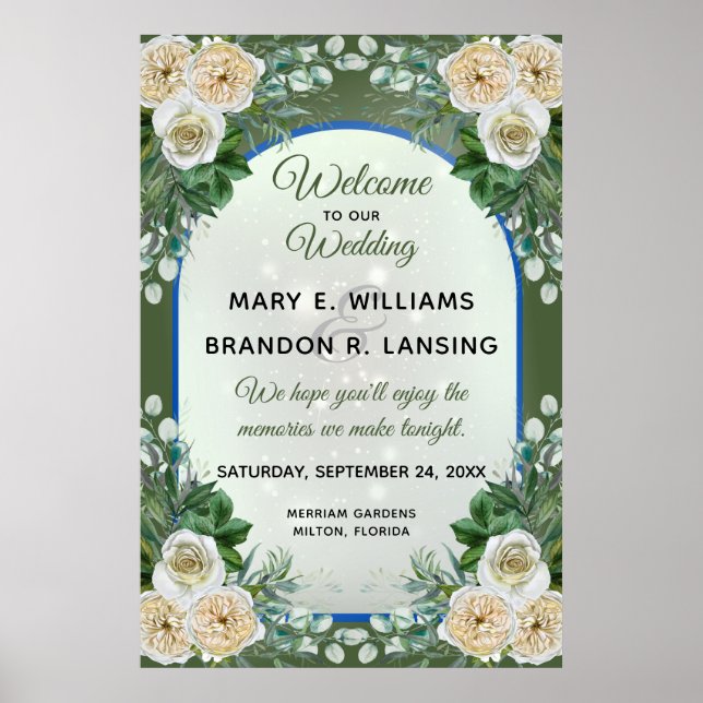 Póster Hermosa floral 24"x36" Poster de bienvenida (verde (Frente)