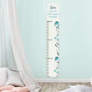 Póster Hermosa floral azul más allá de medir el crecimien