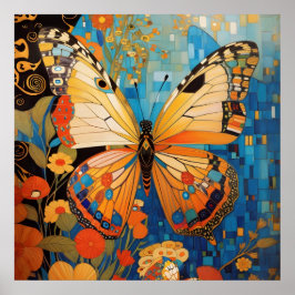 Póster Hermosa floral decorativa de mariposa