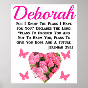PÓSTER HERMOSA FLORAL ROSA PERSONALIZADA JEREMIAH 29:11