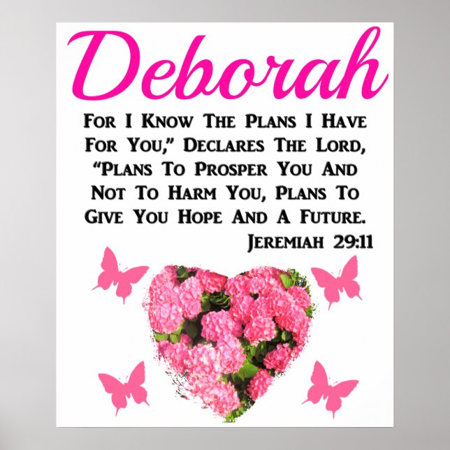 PÓSTER HERMOSA FLORAL ROSA PERSONALIZADA JEREMIAH 29:11 (Frente)