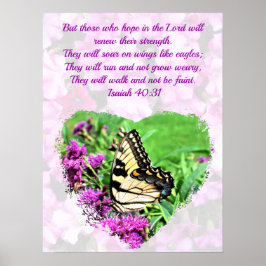 PÓSTER HERMOSA FLORAL Y MARIPOSA ISAIAH 40:31 VERSE