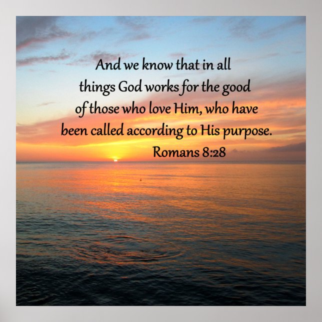 PÓSTER HERMOSA FOTO DE ROMANS 8:28 SUNRISE (Frente)