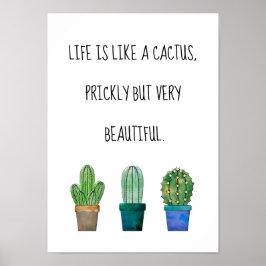 Póster Hermosa frase de cactus con tres dibujos de cactus