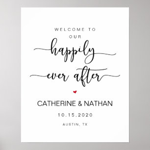 Póster Hermosa fuente moderna negra, bienvenida de boda