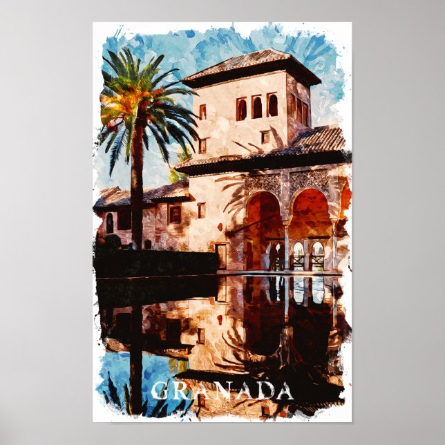 Póster Hermosa Granada España Alahmbra Viaje (Frente)