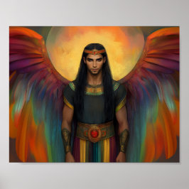 Póster Hermosa guía de espíritu celeste Alas arcoiris