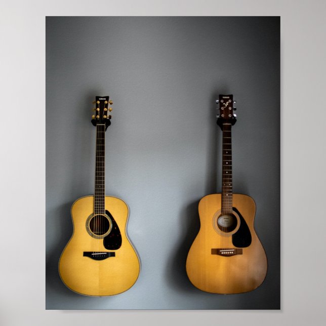 Póster Hermosa guitarra acústica (Frente)