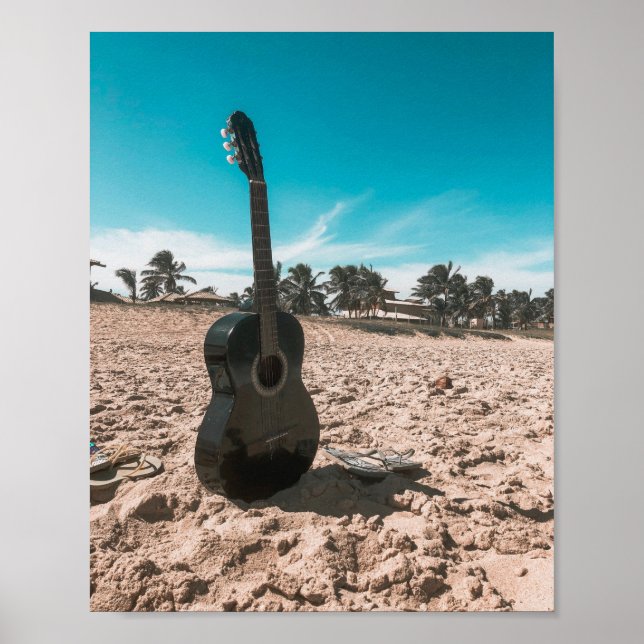 Póster Hermosa guitarra acústica (Frente)