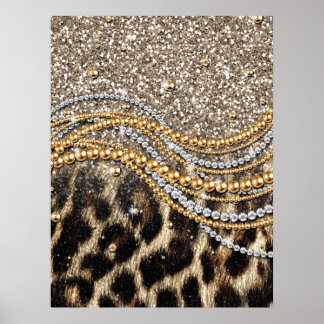 Póster Hermosa imagen de animales de moda Leopard Faux