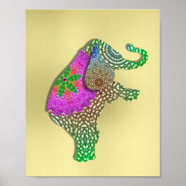 Póster Hermosa imagen de elefante indio decorada